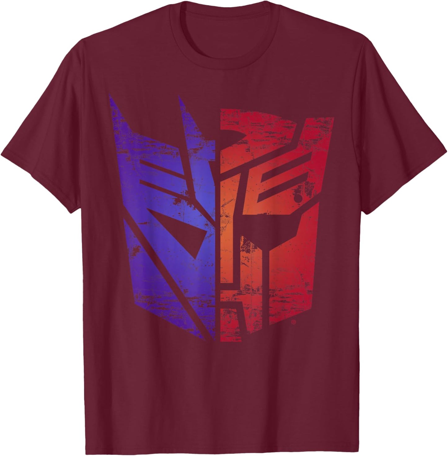 Transformers Decepticon Autobot Split Logo , Black, S T-Shirt - T-Shirt | Maroon