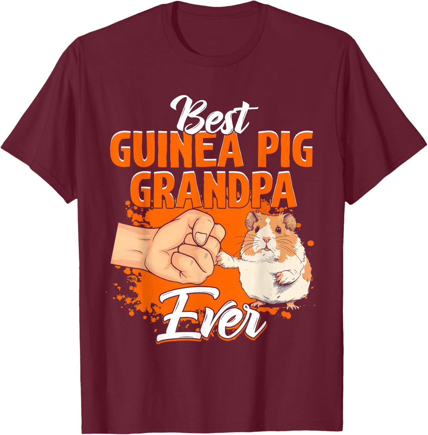 Best Guinea Pig Grandpa Ever Rodent Pet Owner Guinea Pig T-Shirt - T-Shirt | Maroon