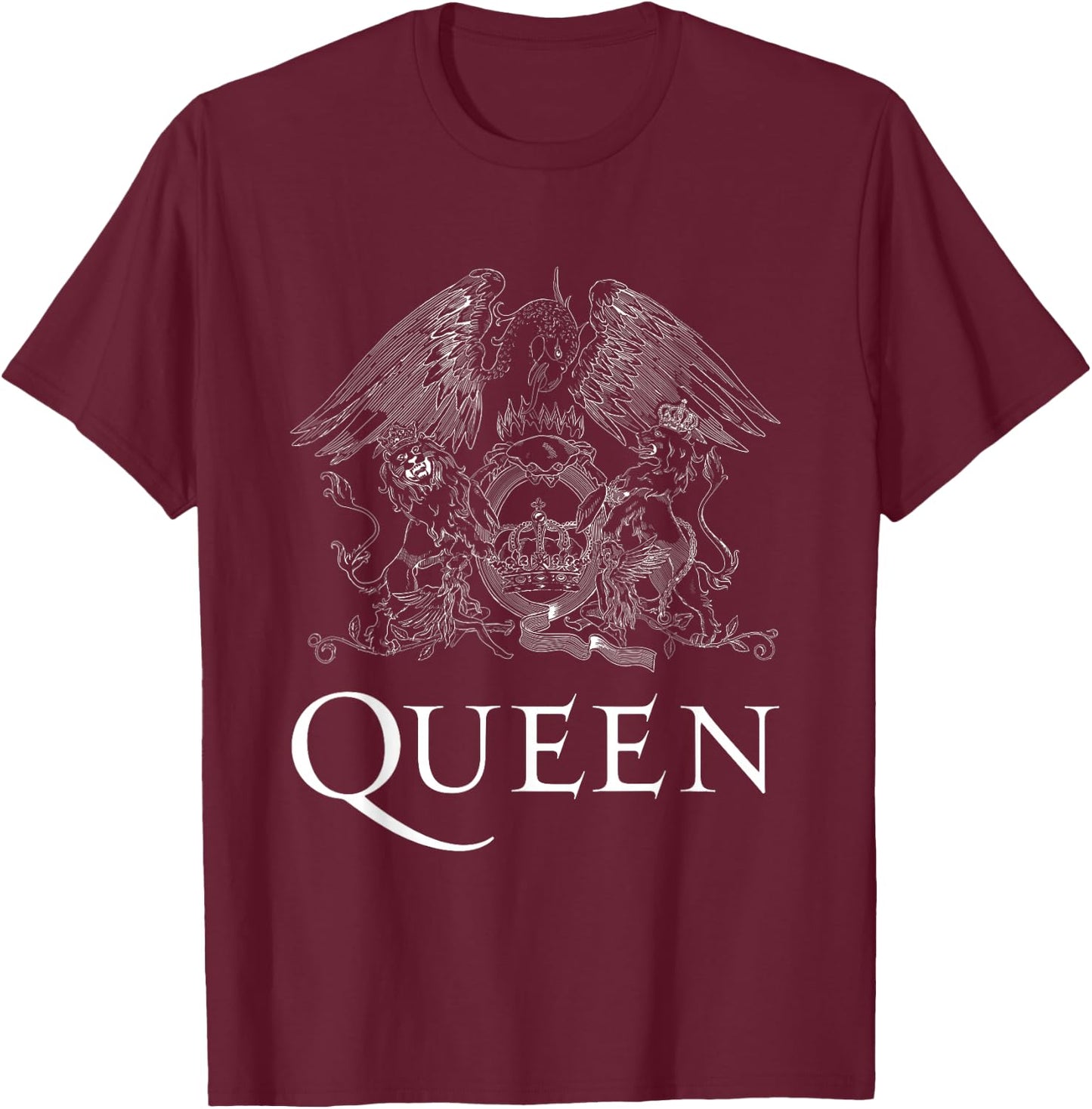 Queen Official Classic Crest Logo White , black T-Shirt - T-Shirt | Maroon