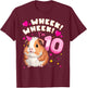 10th Birthday Girl 10 Years, Guinea Pig and Big Number 10 T-Shirt - T-Shirt | Maroon