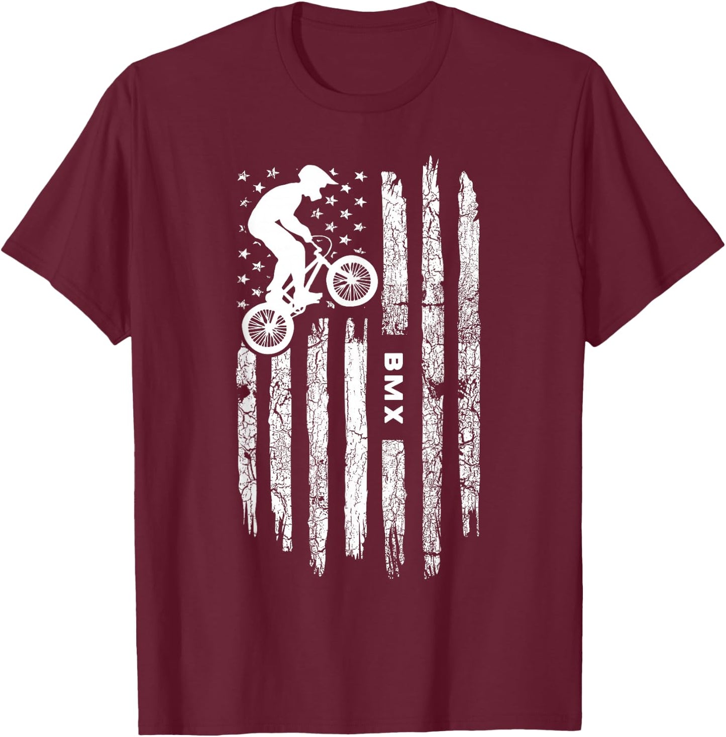 American Flag BMX Clothing - BMX Rider Vintage BMX T-Shirt - T-Shirt | Maroon
