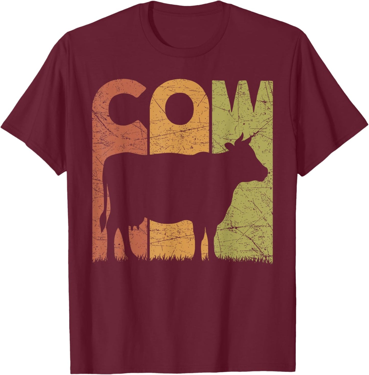 Cow Vintage Cow Farmer Retro Dairy Farmer T-Shirt - T-Shirt | Maroon