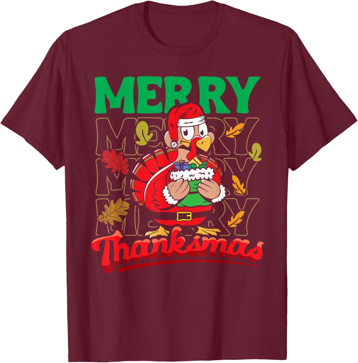 Happy Thanksgiving Thanksgiving Christmas Turkey T-Shirt - T-Shirt | Maroon