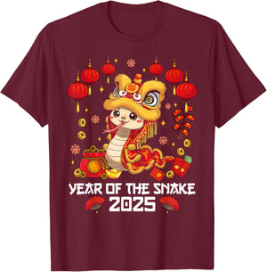 Chinese Lunnar New Year Snake The Year of The Snake 2025 T-Shirt - T-Shirt | Maroon