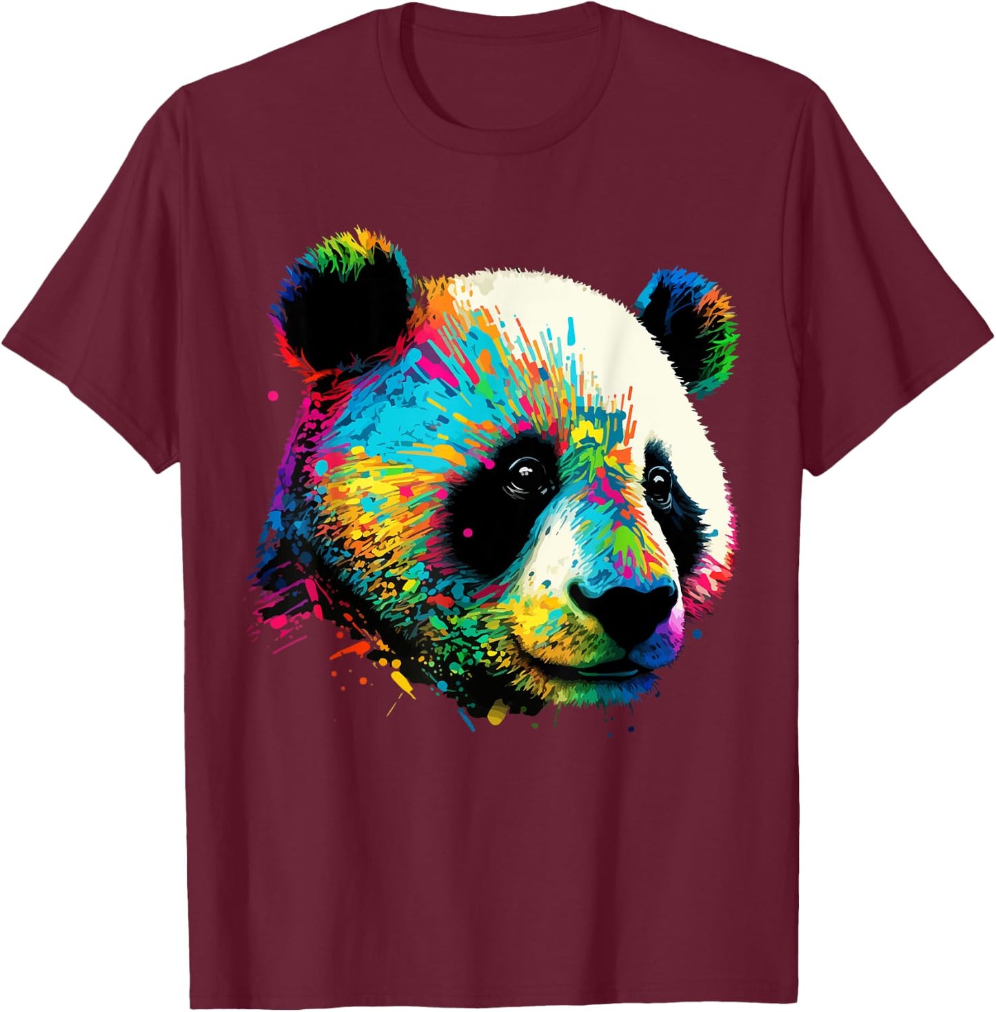 Watercolor Panda T-Shirt - T-Shirt | Maroon