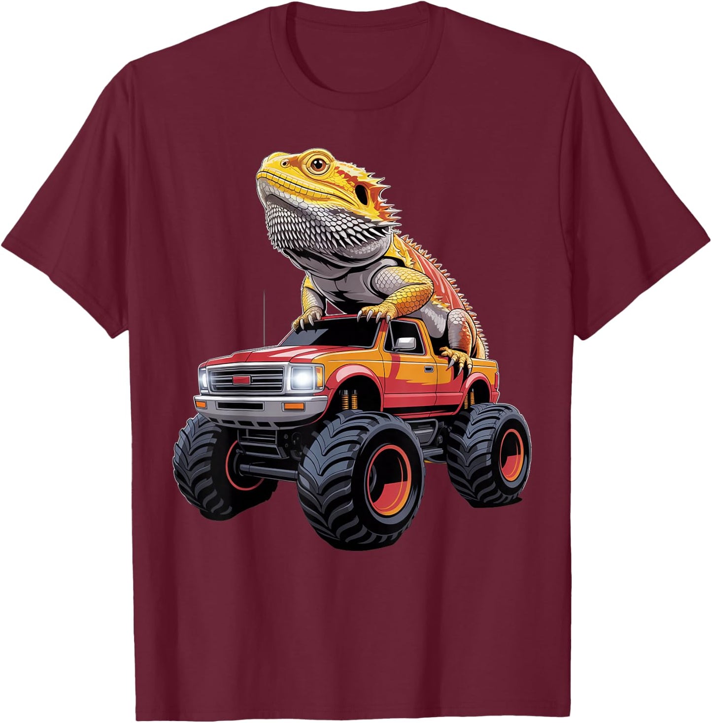 Monster Truck With Bearded Dragon T-Shirt - T-Shirt | Maroon
