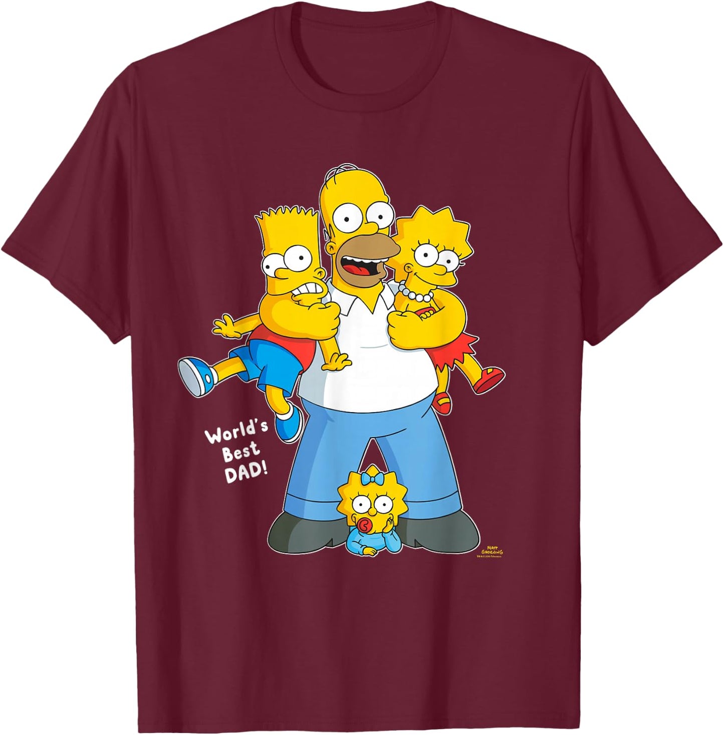 The Simpsons Homer Simpson World's Best Dad Father's Day T-Shirt - T-Shirt | Maroon