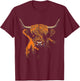 Highland Cow Farm Art Animal Portrait Graphic Highland Cow T-Shirt - T-Shirt | Maroon