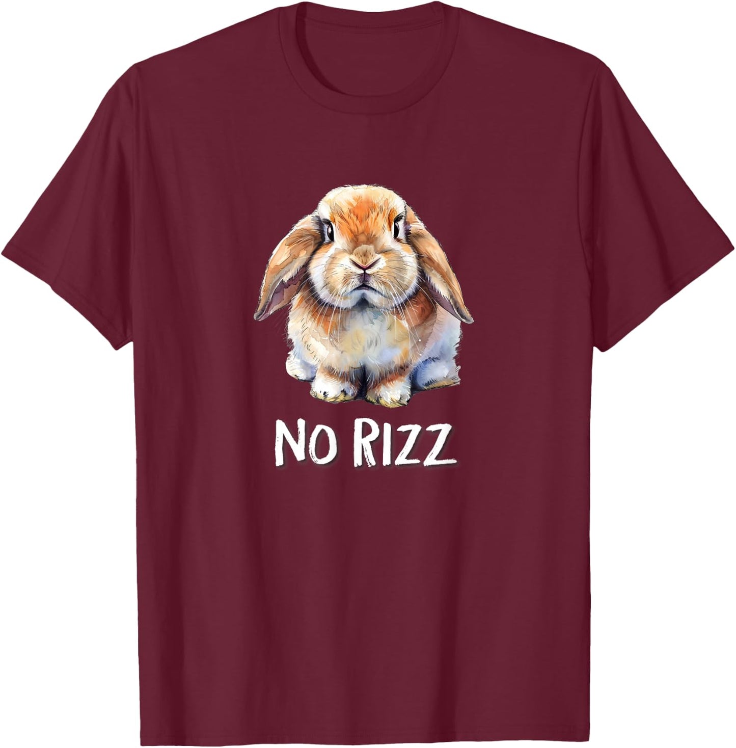 No Rizz Mini Holland Lop Bunny Rabbit Lover T-Shirt - T-Shirt | Maroon