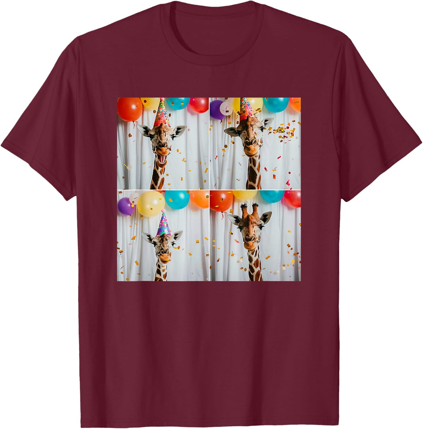 Safari Animal Giraffe Birthday T-Shirt - T-Shirt | Maroon