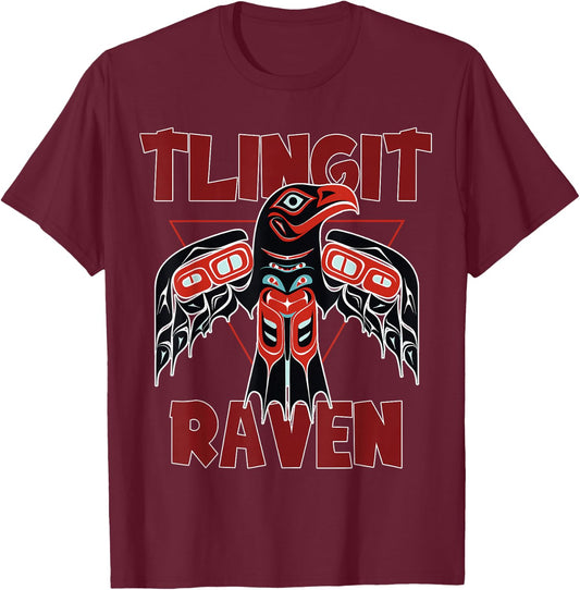 Alaska Tlingit Shirt for Native Raven Totem T-Shirt - T-Shirt | Maroon