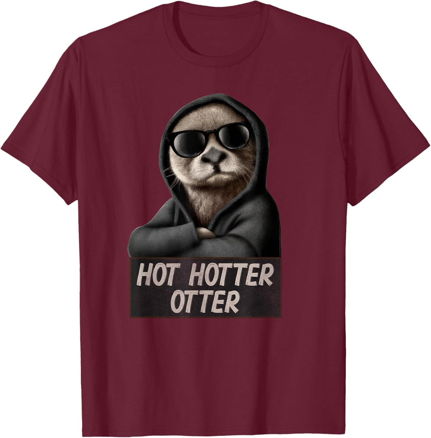 Funny Hot Hotter Otter Otterliebe , black T-Shirt - T-Shirt | Maroon