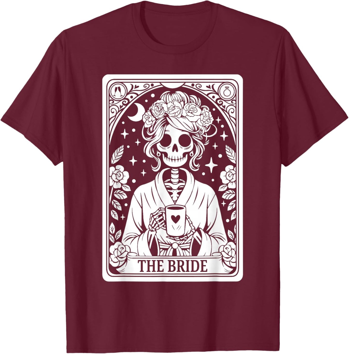 The Bride Skeleton Wedding Bachelorette Gothic Matching T-Shirt - T-Shirt | Maroon
