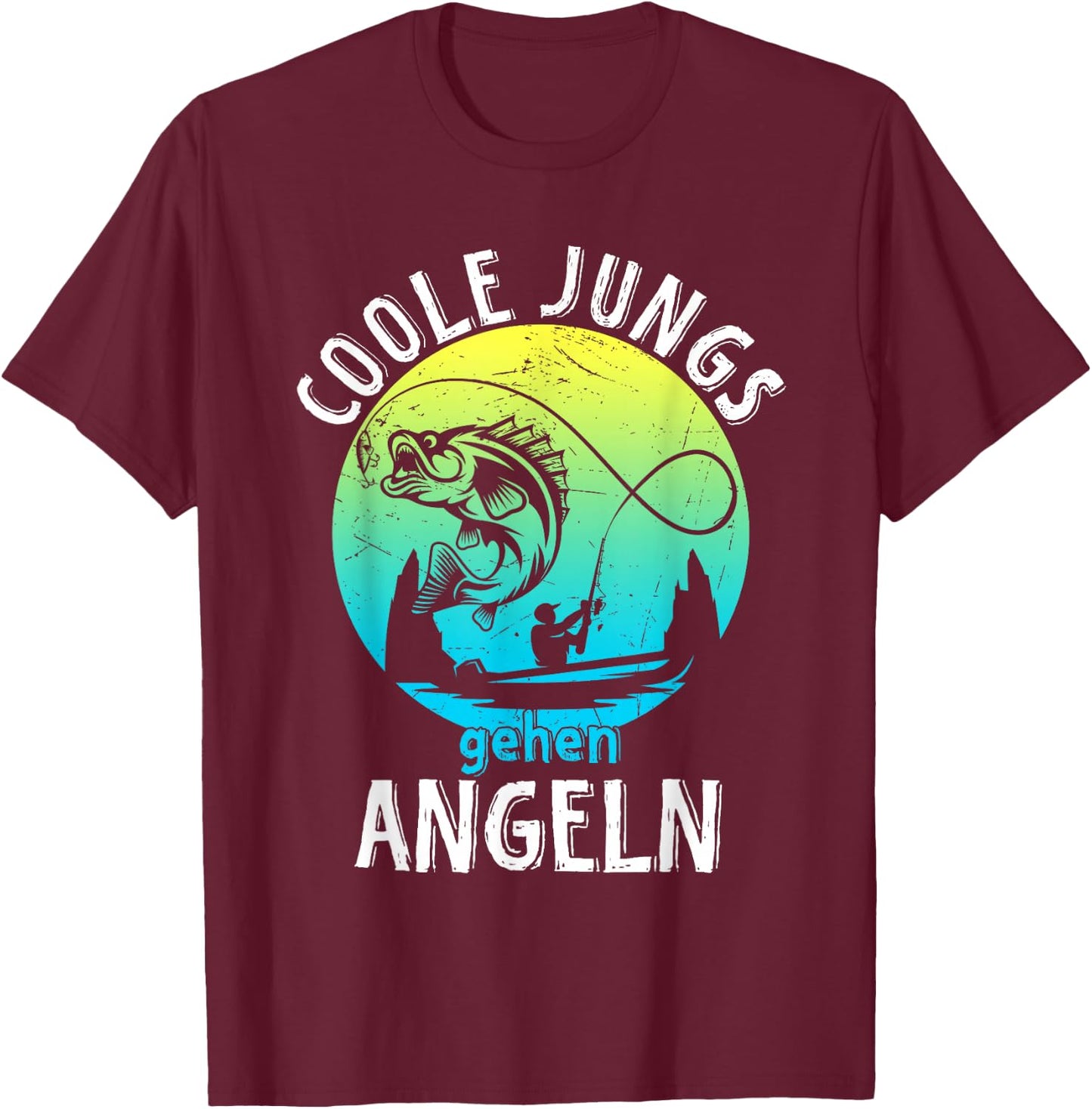 Cool Boys Go Fishing - Fishing Fisherman Gift Boys , black T-Shirt - T-Shirt | Maroon