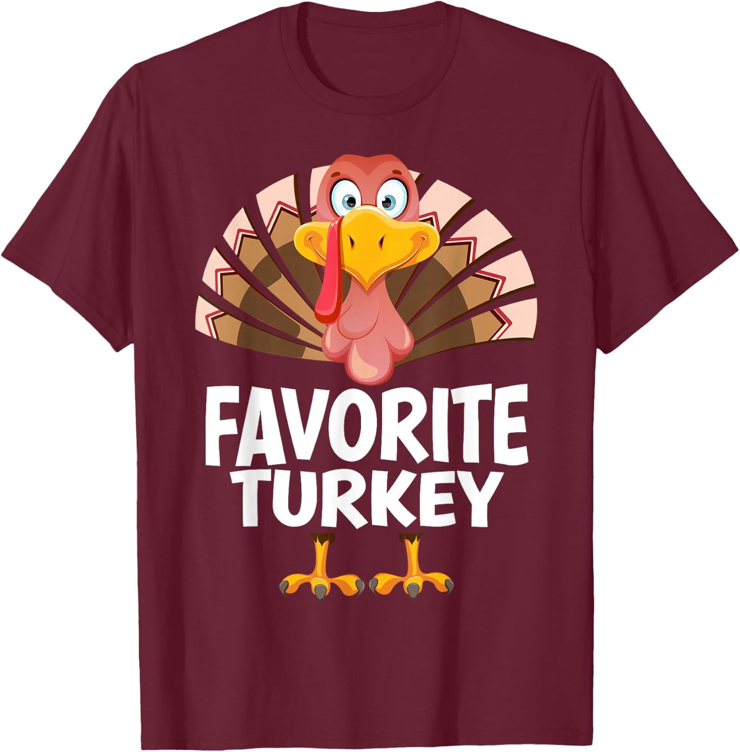 Thanksgiving Favorite Turkey Matching Pajama T-Shirt - T-Shirt | Maroon