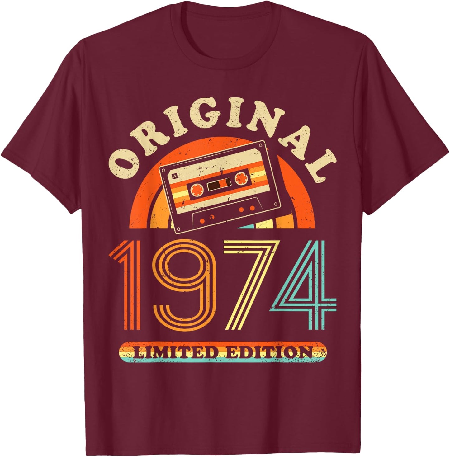 52nd Birthday Original Men Women Vintage 1974 T-Shirt - T-Shirt | Maroon