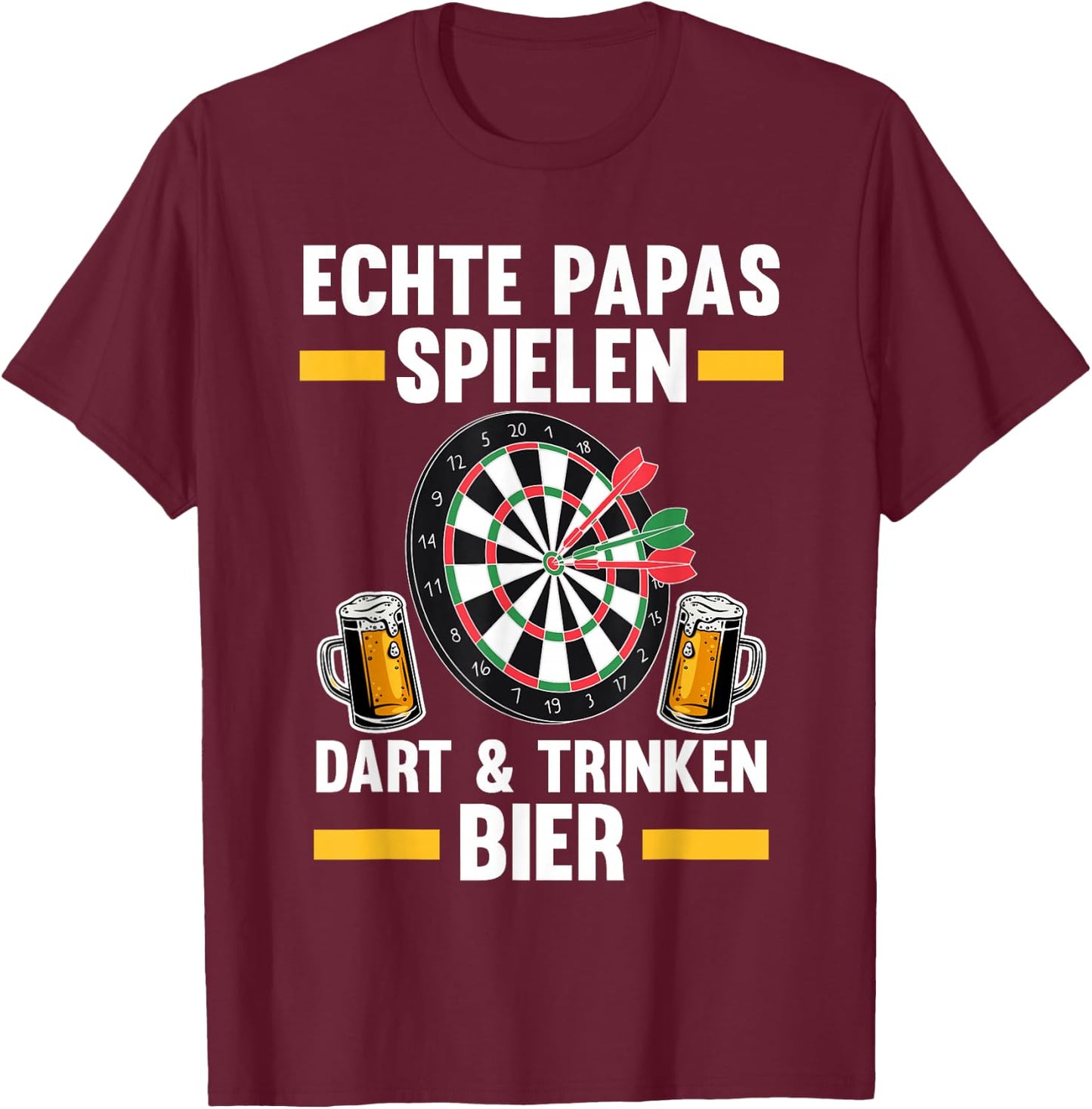 Papas spielen Dart & Trinken Bier Dart & Bier Papa T-Shirt - T-Shirt | Maroon