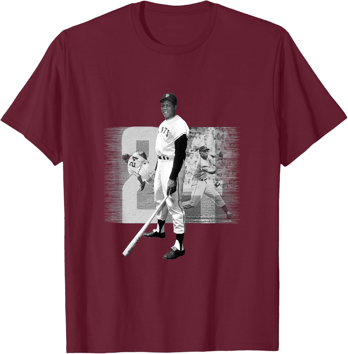 Willie Mays_Baseball_001 T-Shirt - T-Shirt | Maroon