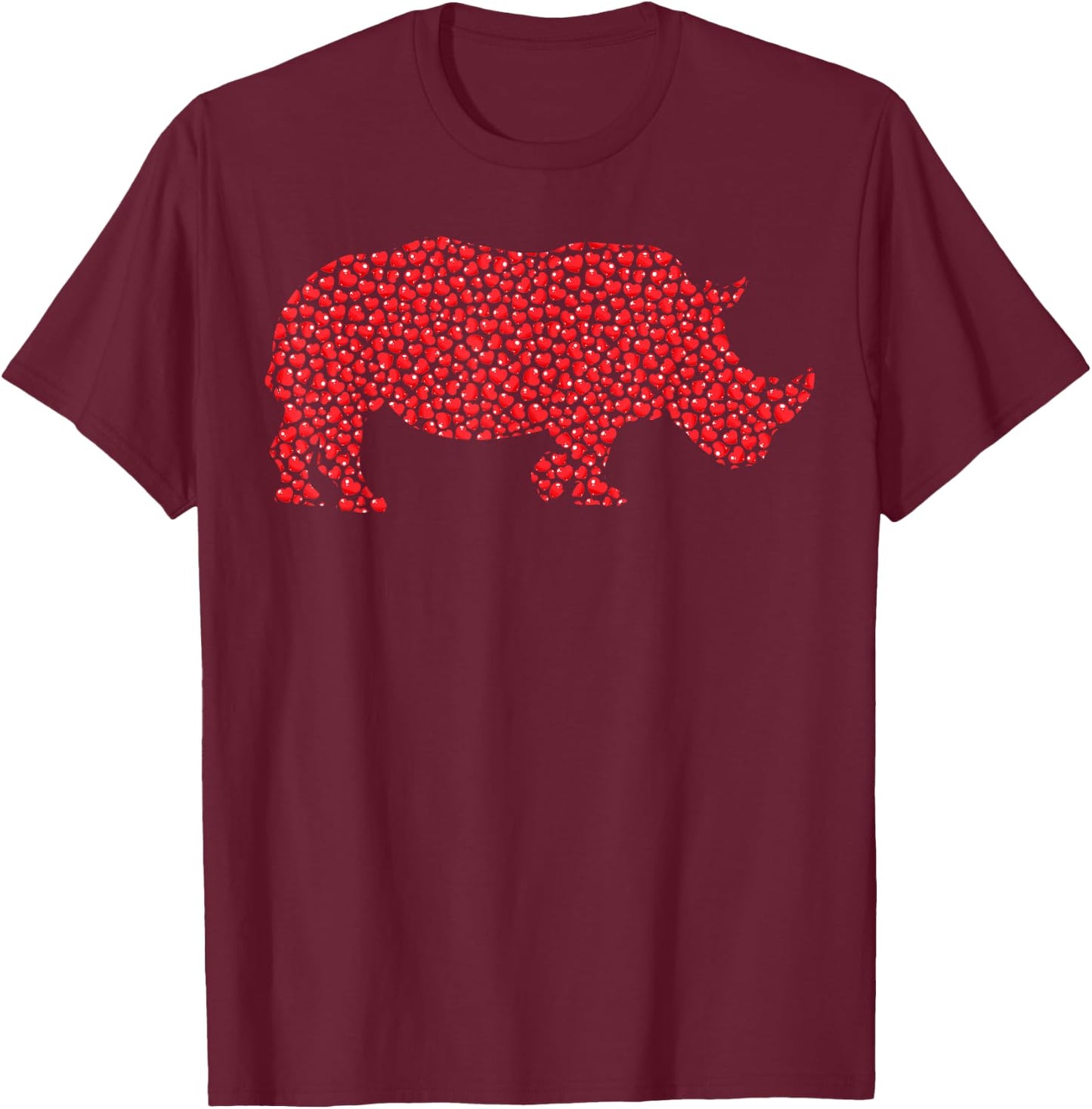 Rhino Lover Heart Shape Rhino Valentine's Day T-Shirt - T-Shirt | Maroon