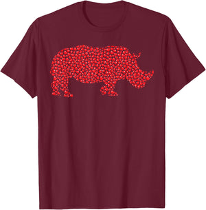 Rhino Lover Heart Shape Rhino Valentine's Day T-Shirt - T-Shirt | Maroon