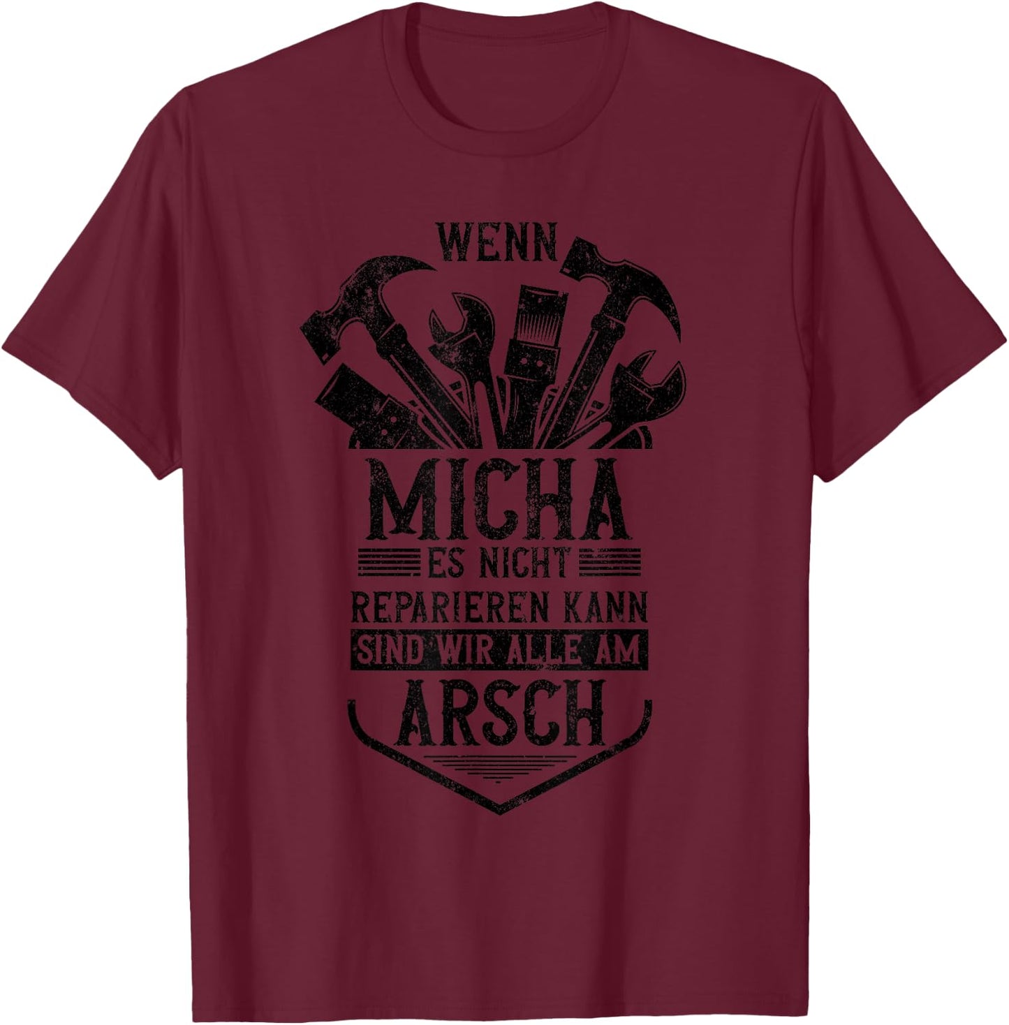 Micha Vorname Name Lustiges Micha T-Shirt - T-Shirt | Maroon