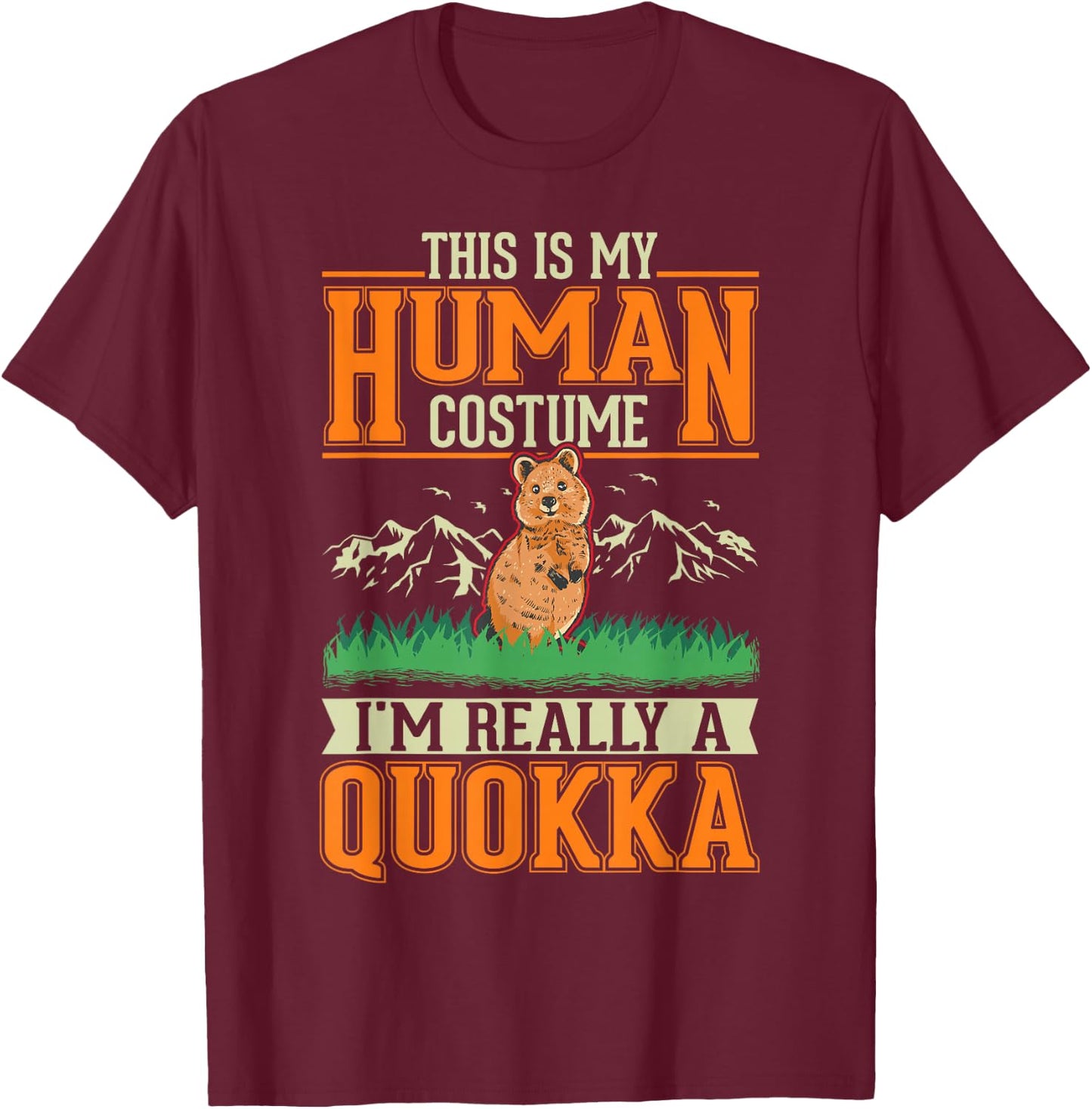Quokka Human Costume Halloween Quokka T-Shirt - T-Shirt | Maroon