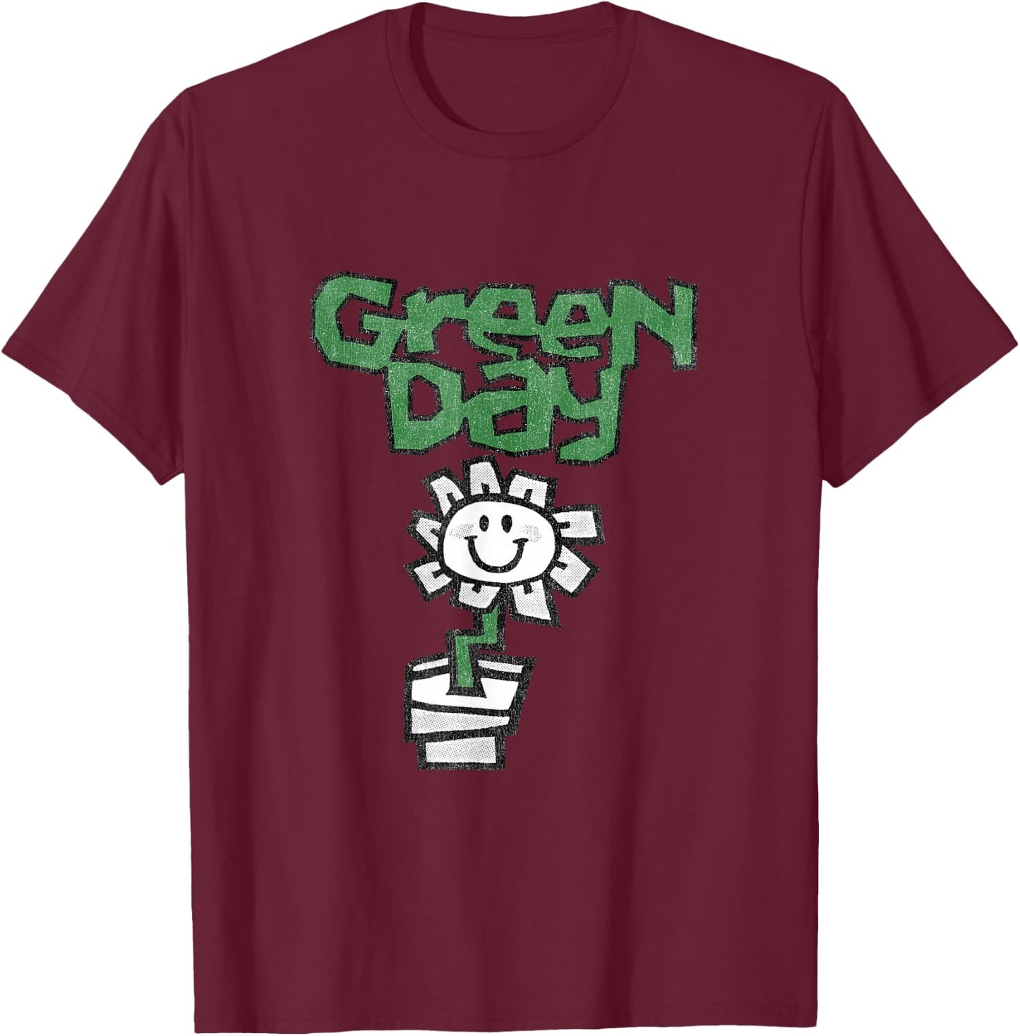 Green Day Flower Pot , black T-Shirt - T-Shirt | Maroon