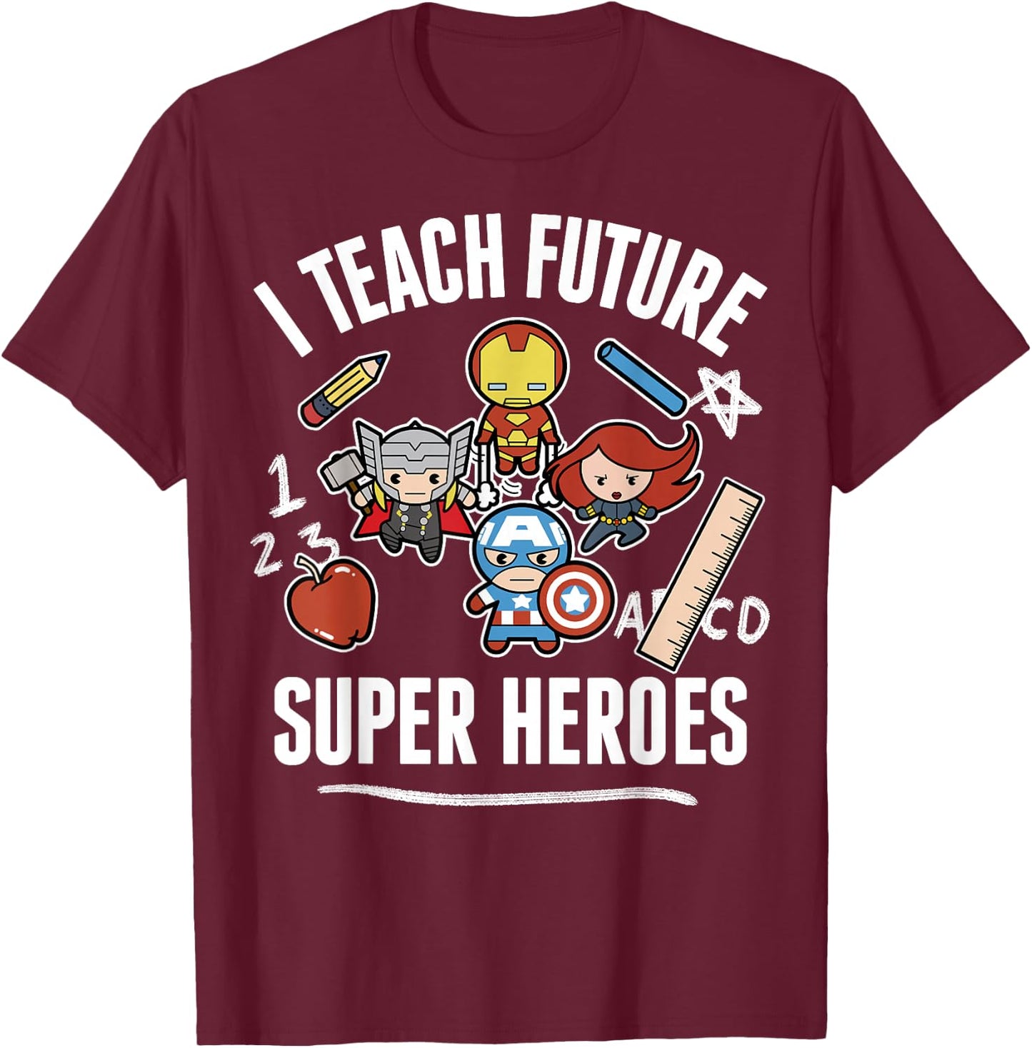Marvel Avengers Classic I Teach Super Heroes Graphic T-Shirt - T-Shirt | Maroon