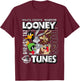 Looney Tunes Wiley, Bugs, Taz, Marvin The Martian T-Shirt - T-Shirt | Maroon