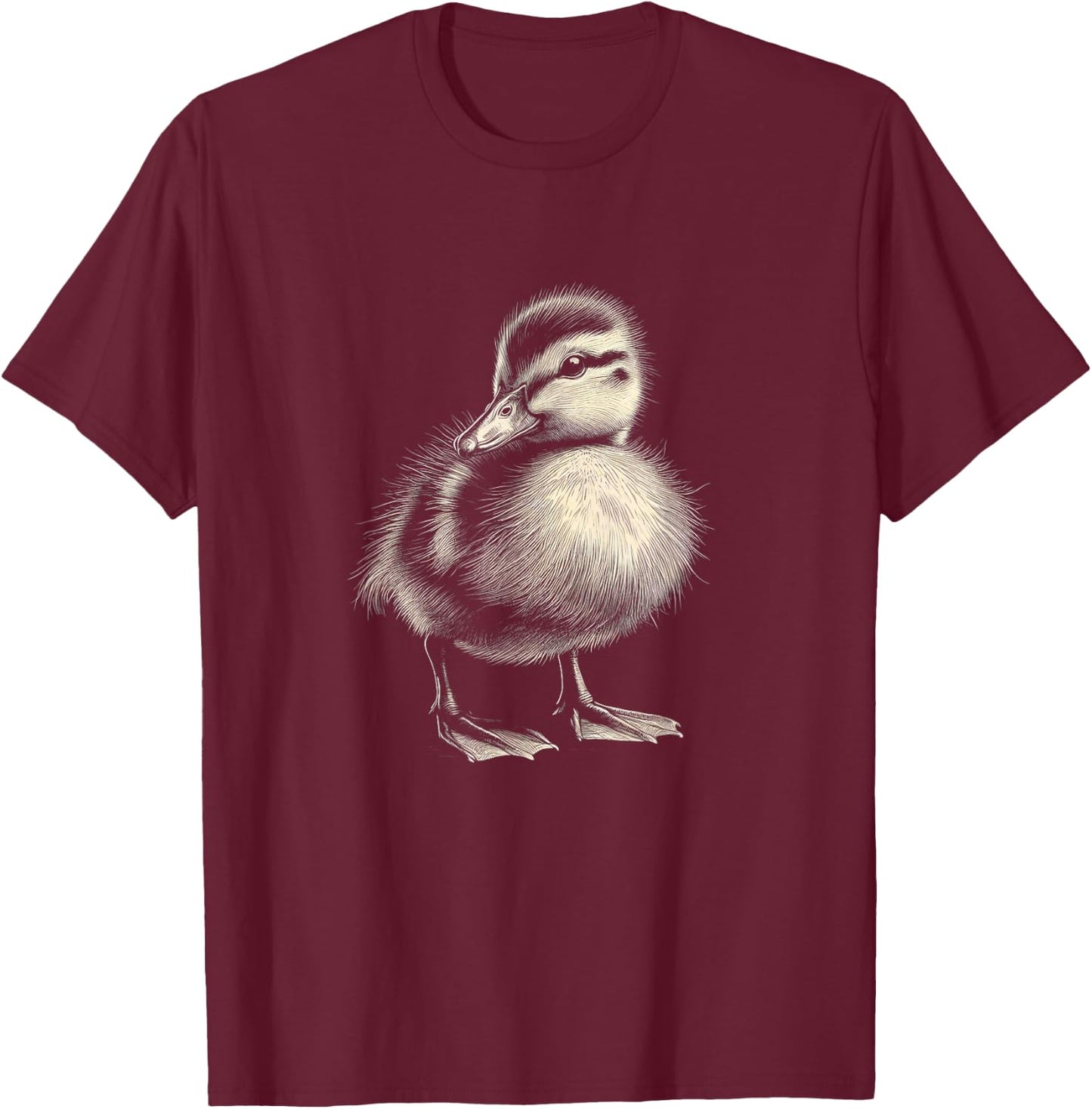 Cute Baby Duck Graphic Duckling Art Design T-Shirt - T-Shirt | Maroon