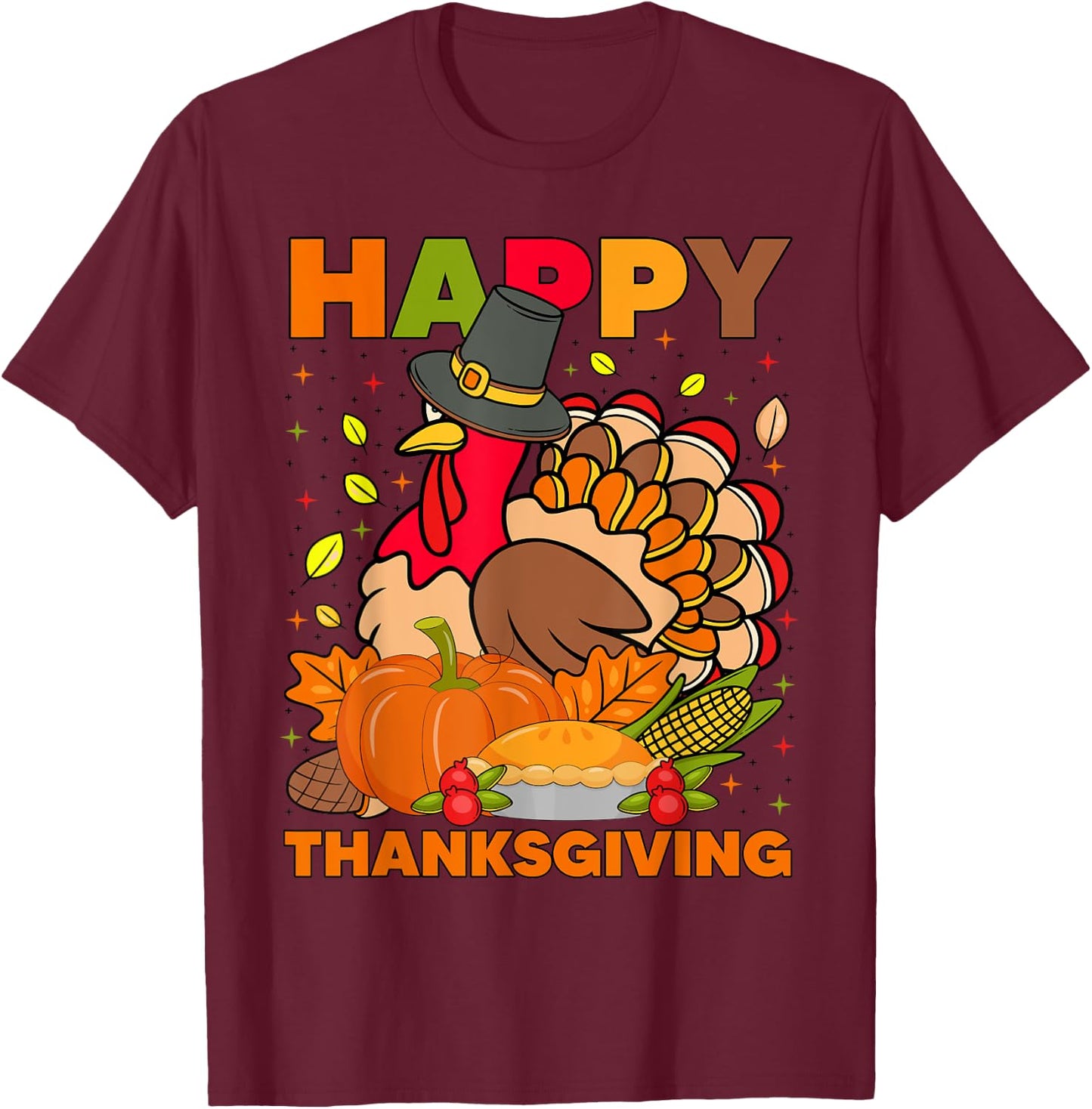Happy thanksgiving for turkey day family dinner T-Shirt - T-Shirt | Maroon