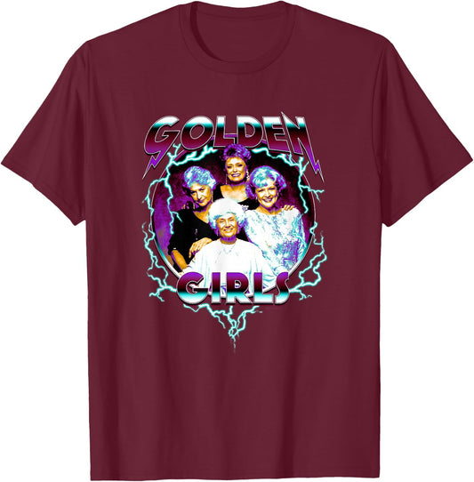 The Golden Girls Iconic 80s Metal Vibes Group Shot Portrait , black T-Shirt - T-Shirt | Maroon
