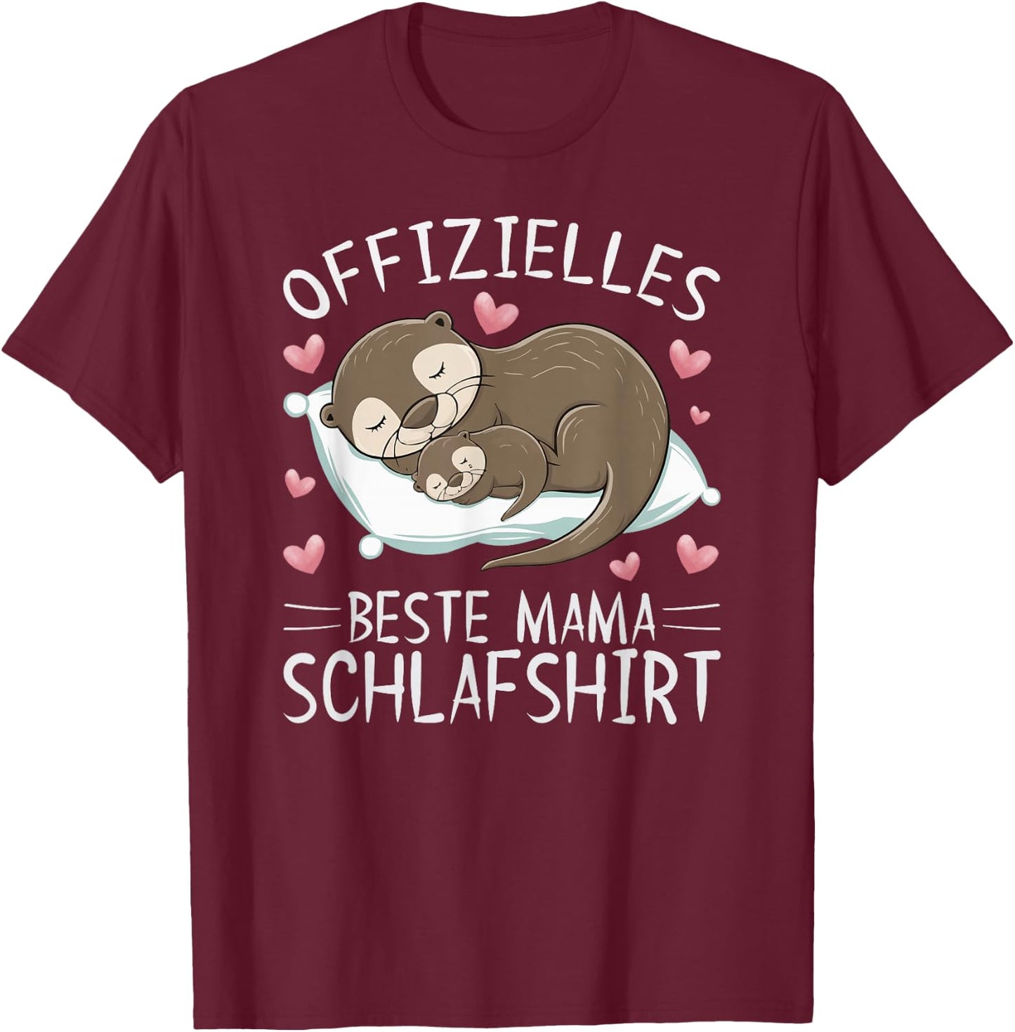 Official Best Mum Sleep Shirt Mother's Day Otter , black T-Shirt - T-Shirt | Maroon