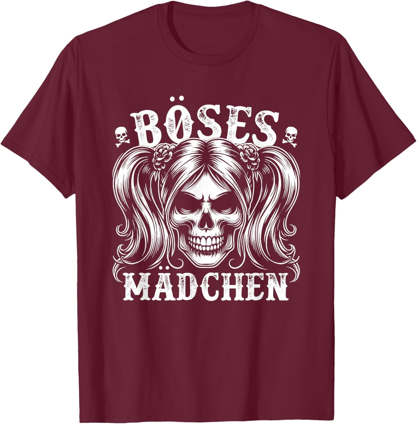 böses mädchen - Damen - Frauen und Mädchen, Bikerinnen und Rockerbräute, Klassik-Fans - Schwarz - S - Kurzarm T-Shirt - T-Shirt | Maroon