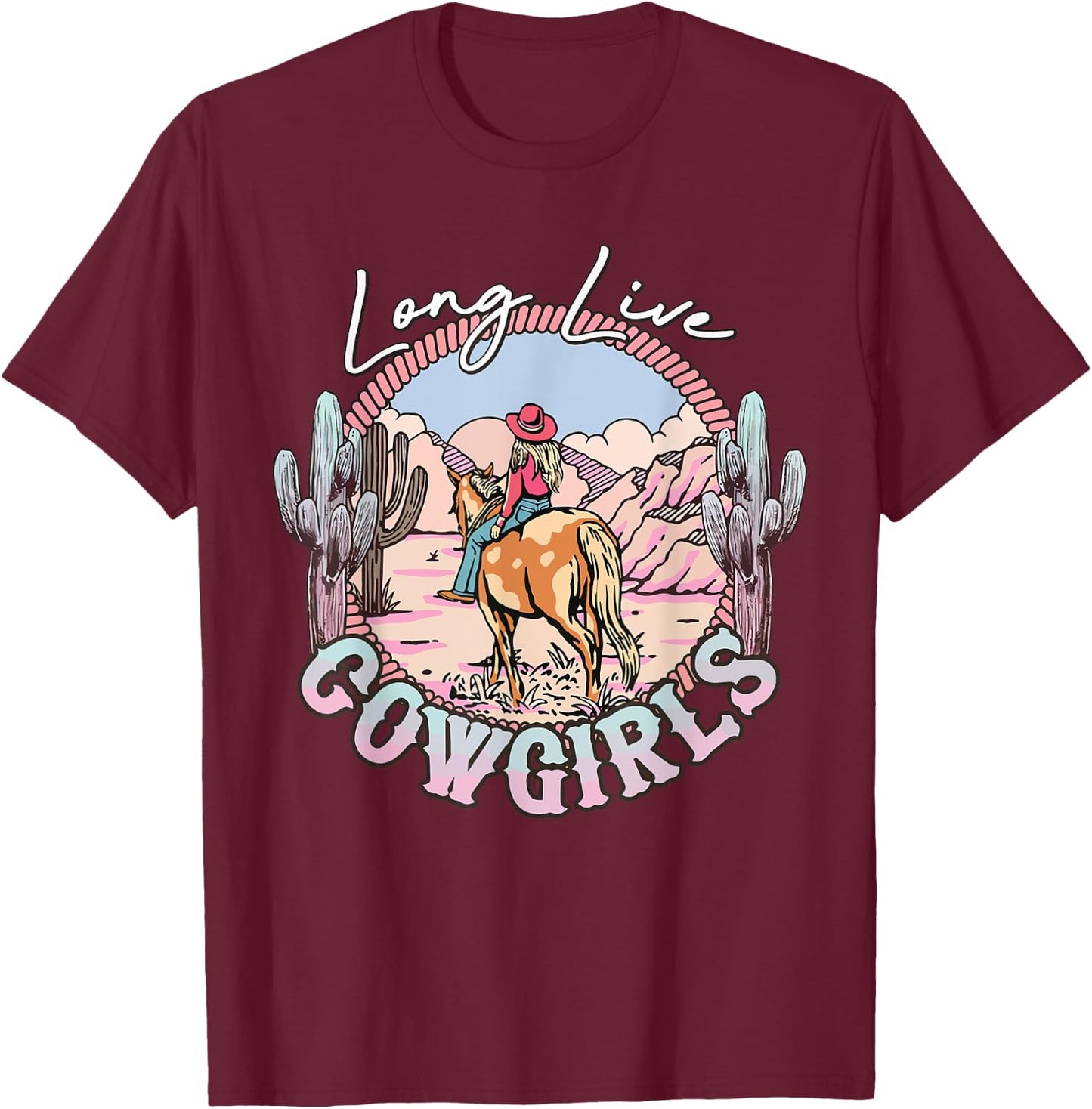 Long Funny Live Country Gifts Southern For Cowgirls Black T-Shirt - T-Shirt | Maroon