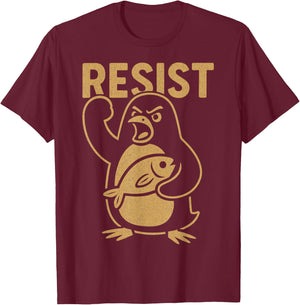 Résistez à la protestation des militants rebelles des pingouins en colère contre les tarifs douaniers T-Shirt - T-Shirt | Maroon