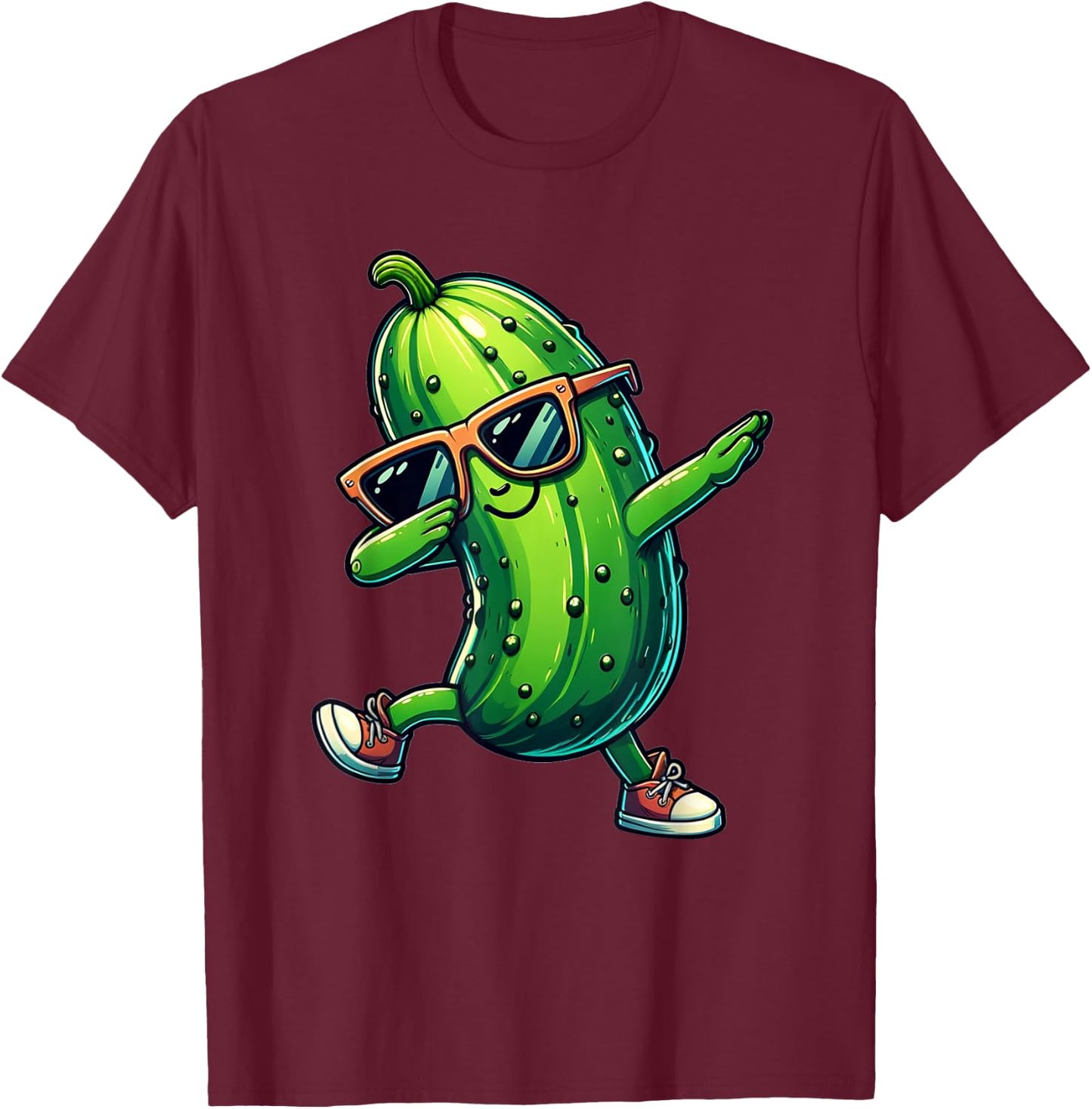 Dabbing Green Cucumber Funny Cucumber Vegetable Gift , black T-Shirt - T-Shirt | Maroon