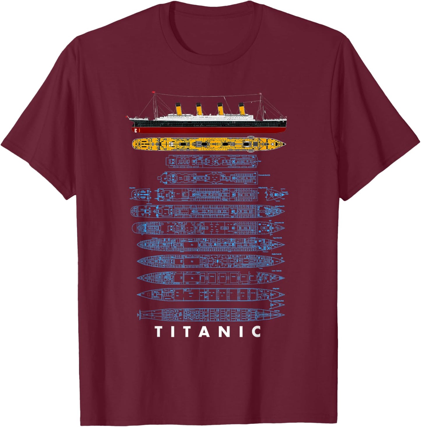 Titanic Schiff 1912 90er Jahre Outfit Herren Damen Kinder T-Shirt - T-Shirt | Maroon