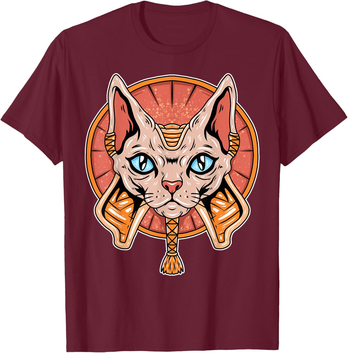 Sphynx Egypt Pharaoh Sphinx Devon Rex Cat Ancient Egyptian T-Shirt - T-Shirt | Maroon
