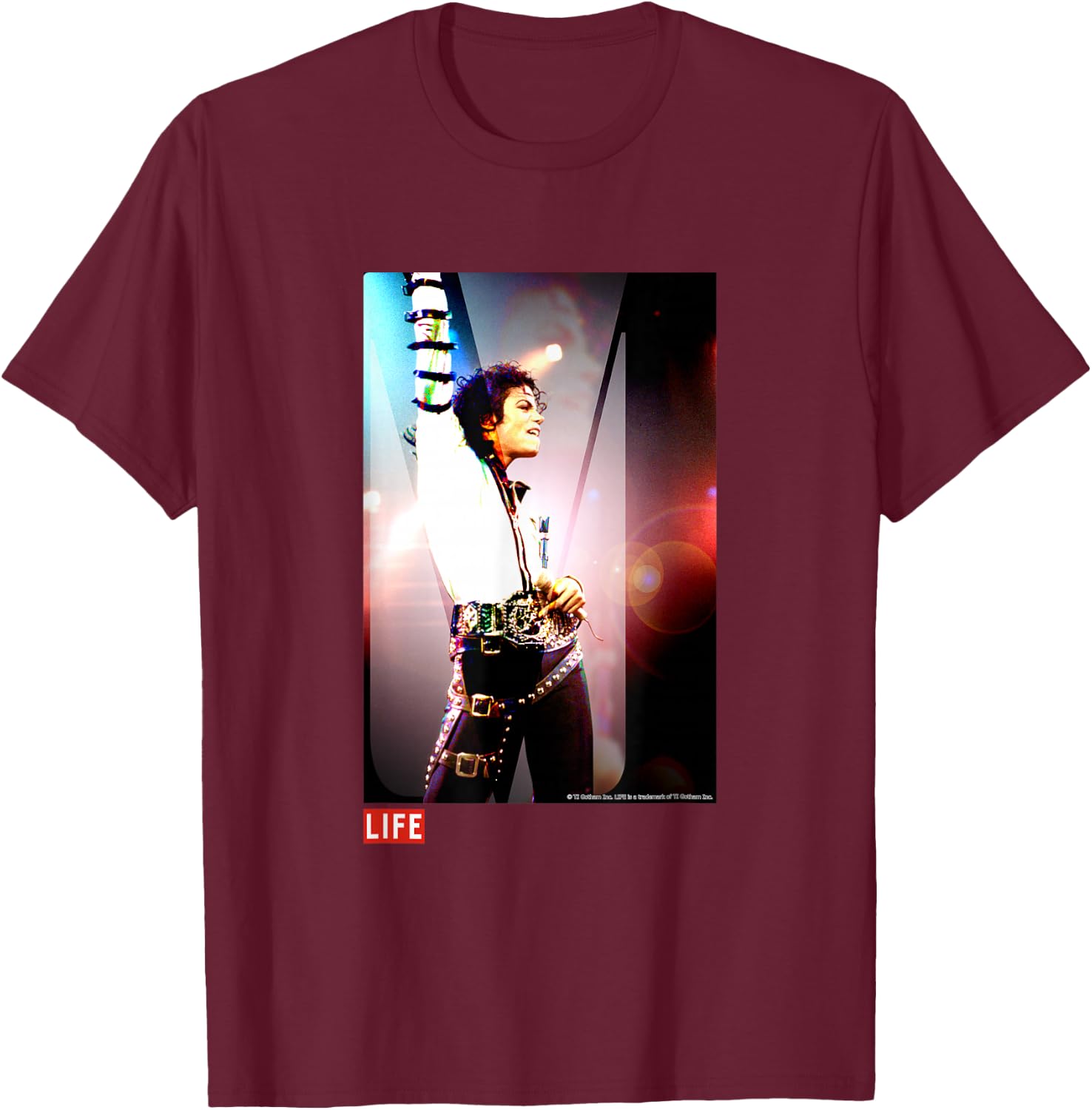 LIFE Bildersammlung _ Michael Jackson 03 , black T-Shirt - T-Shirt | Maroon