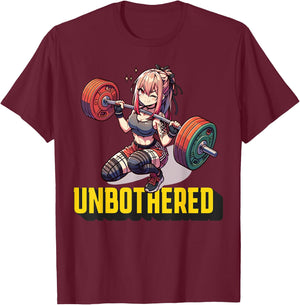 Unbothered Manga Shirt Funny Anime Workout Gym Girl Cool T-Shirt - T-Shirt | Maroon