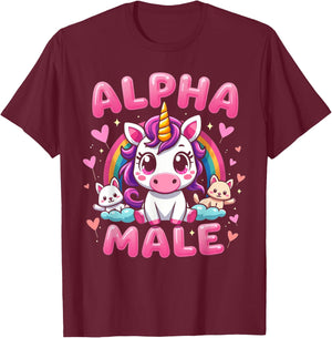 Funny Unicorn Alpha Unicorn Meme Male Men Male , Black, S T-Shirt - T-Shirt | Maroon