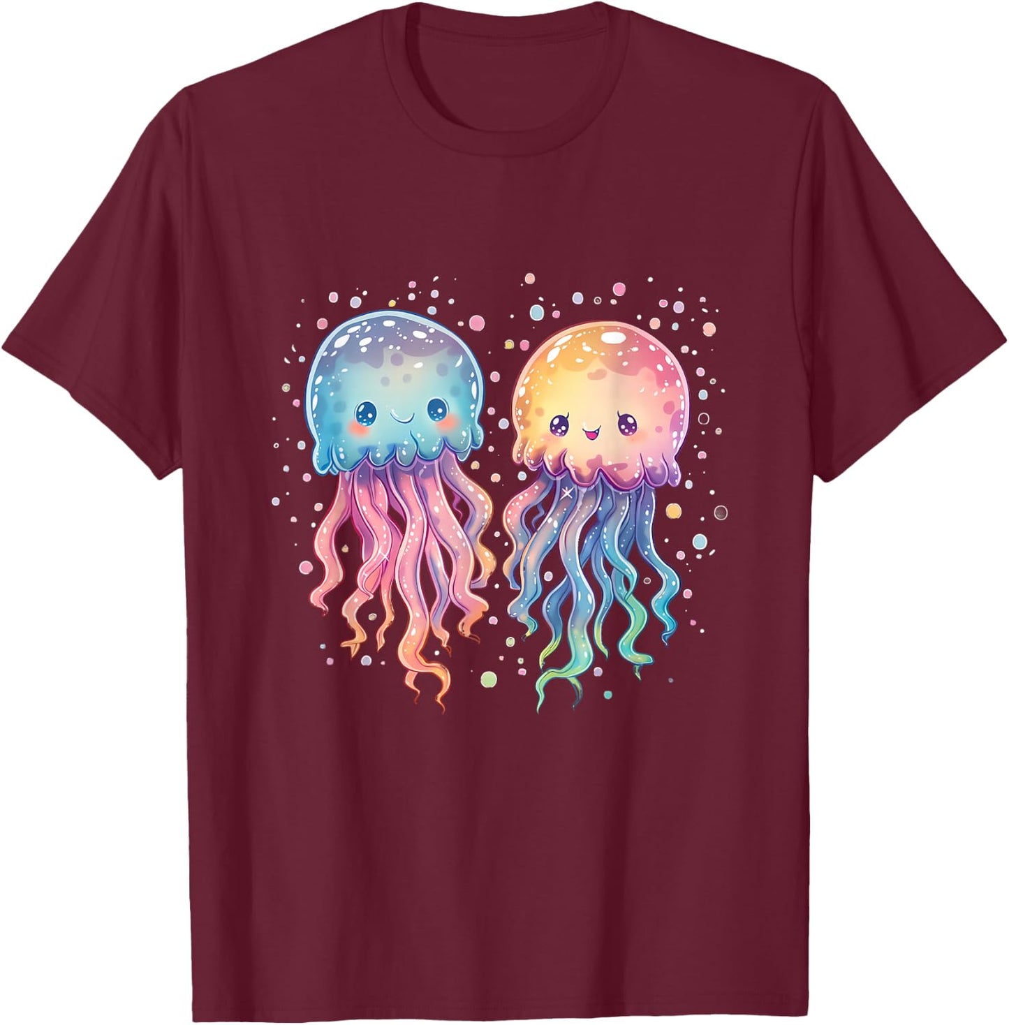 Jellyfish Marine Mammal Artwork Motif Sea Ocean Animal , black T-Shirt - T-Shirt | Maroon