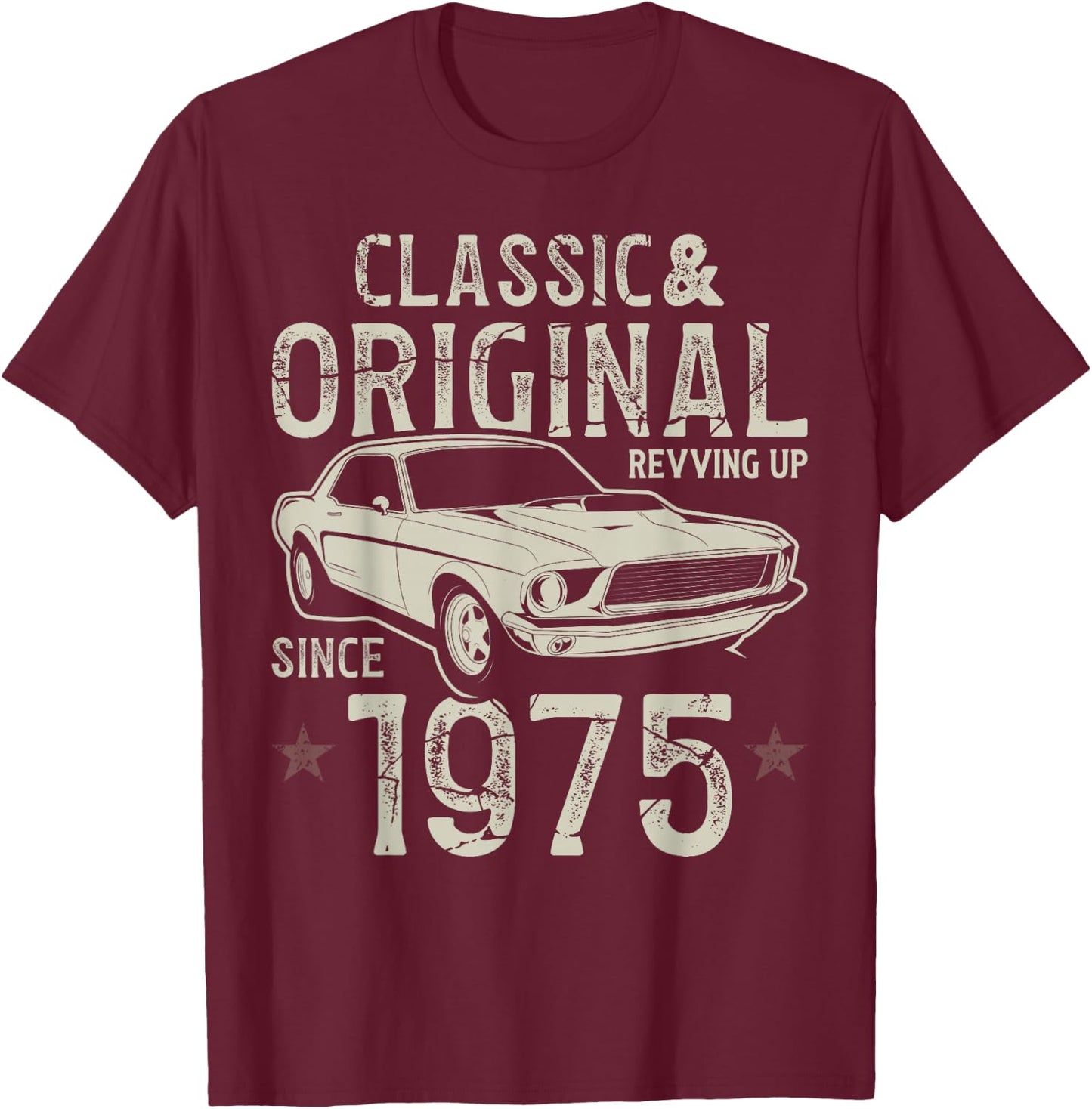 50th Birthday 1975 Vintage Car , black T-Shirt - T-Shirt | Maroon