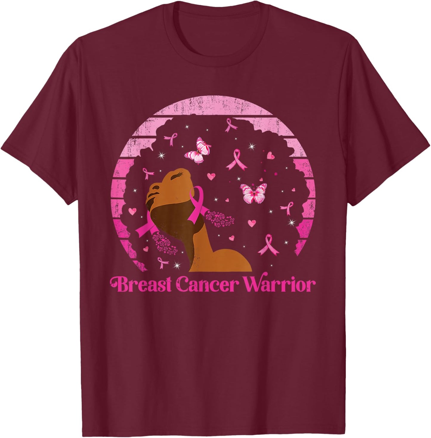 Breast Cancer Warrior Pink Ribbon Queen Fighter Black Women T-Shirt - T-Shirt | Maroon