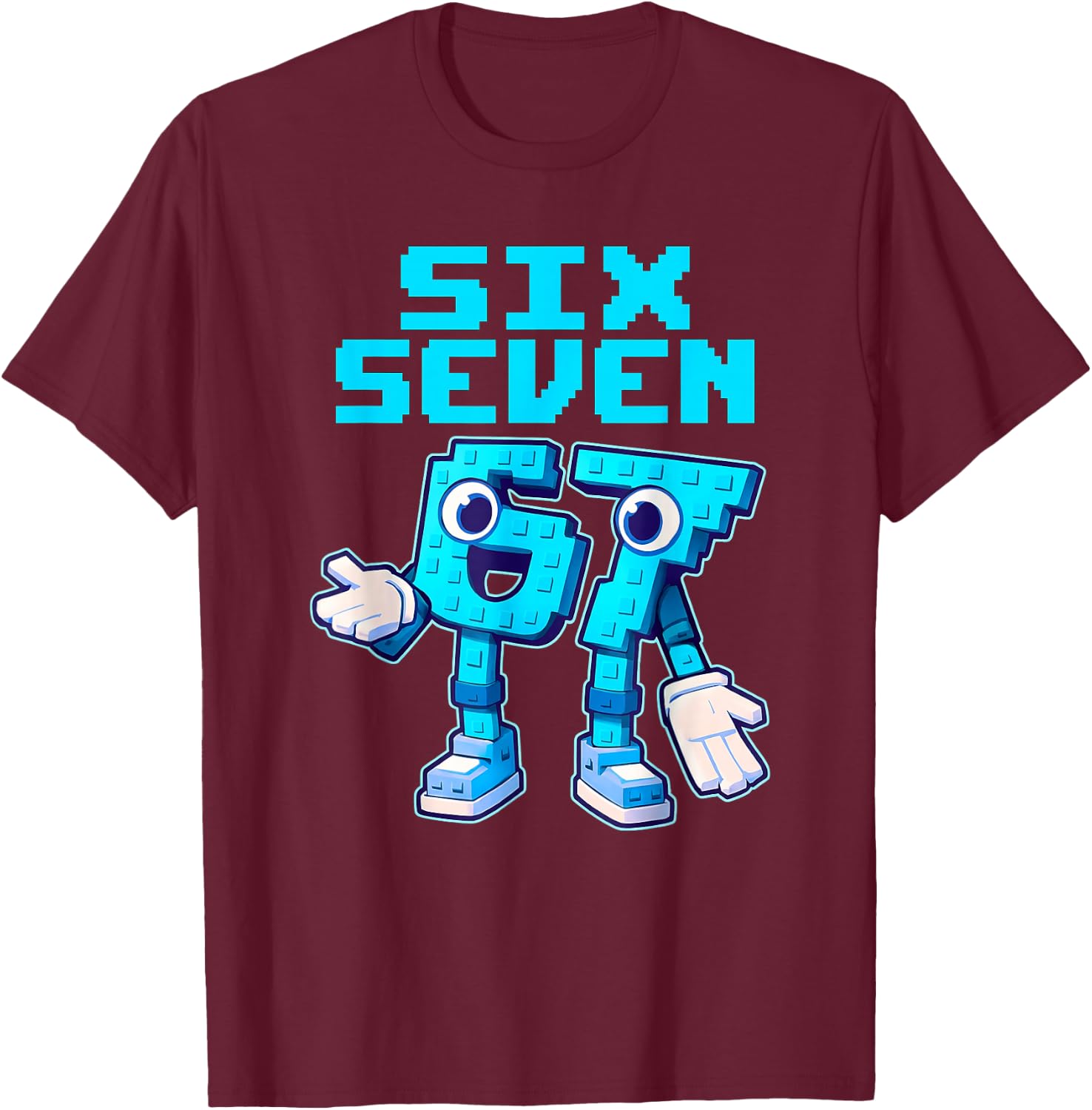 Kinder Meme 67 Six Seven 6 7 T-Shirt - T-Shirt | Maroon
