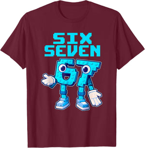 Kinder Meme 67 Six Seven 6 7 T-Shirt - T-Shirt | Maroon