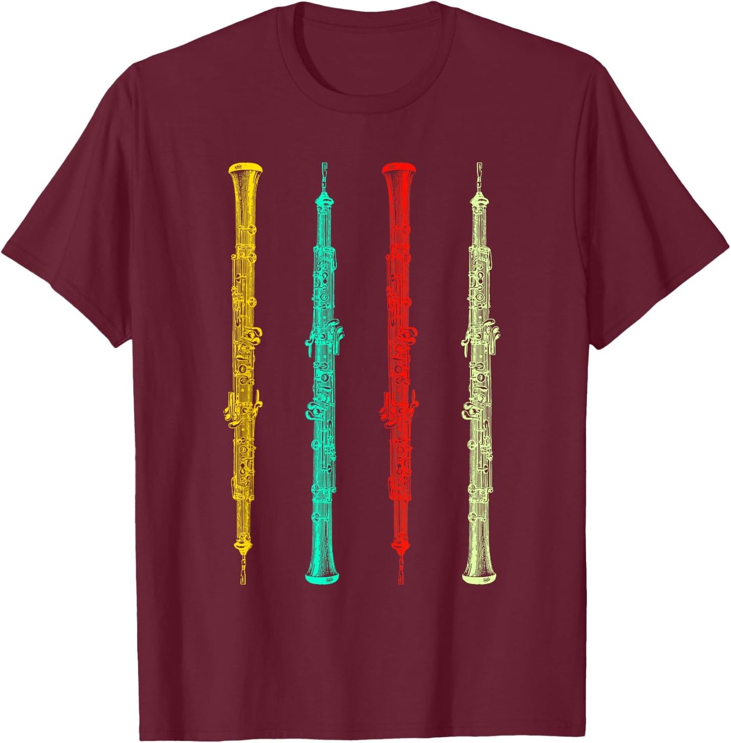 Oboe Shirt - Colorful Oboe Player Gift T-Shirt - T-Shirt | Maroon