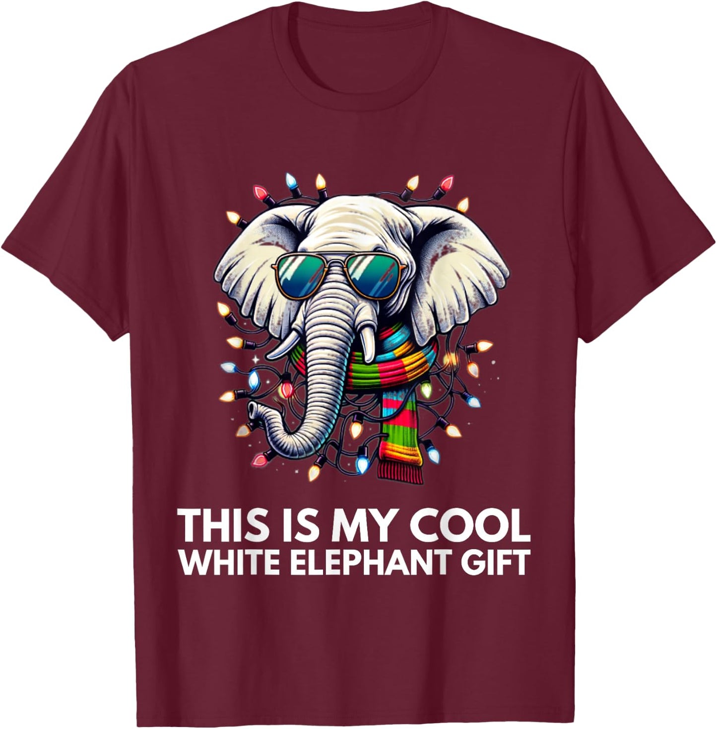 Funny White Elephant Wrapped Elephant Dumb T-Shirt - T-Shirt | Maroon