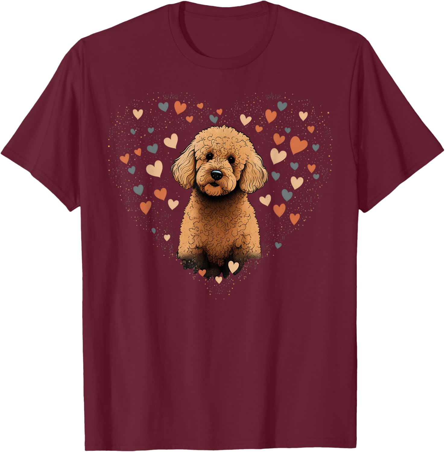 Golden Doodle Love for Valentines Day on Goldendoodle Lover T-Shirt - T-Shirt | Maroon